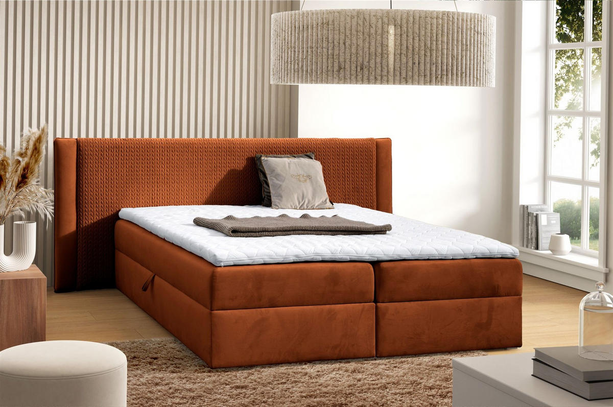 BOXBETT Cedric In Magic Velvet - Rotbraun, Holzwerkstoff/Textil (120/200cm) - Fun Möbel