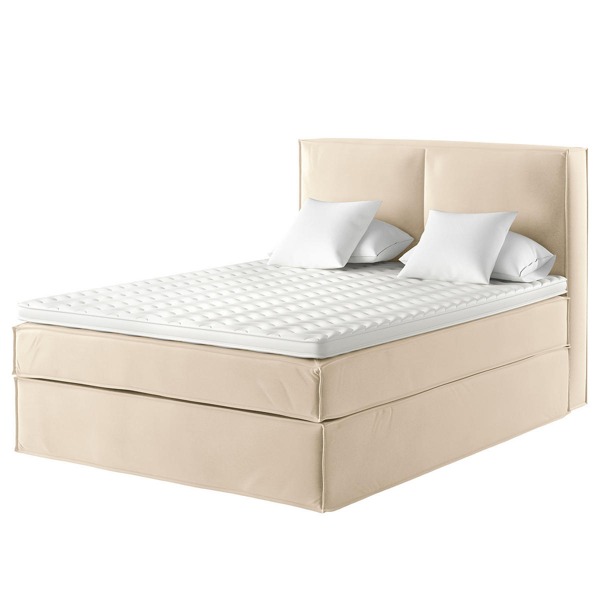 BOXSPRINGBETT mit Kopfteil - Premium - Creme, Textil (160/200cm) - home24