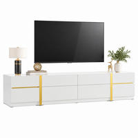 TV-SCHRANK mit 4 Schubladen und 2 Türen 180 cm MDF Weiß Hochglanz - Weiß, Holzwerkstoff (40/38/180cm) - Beauniv
