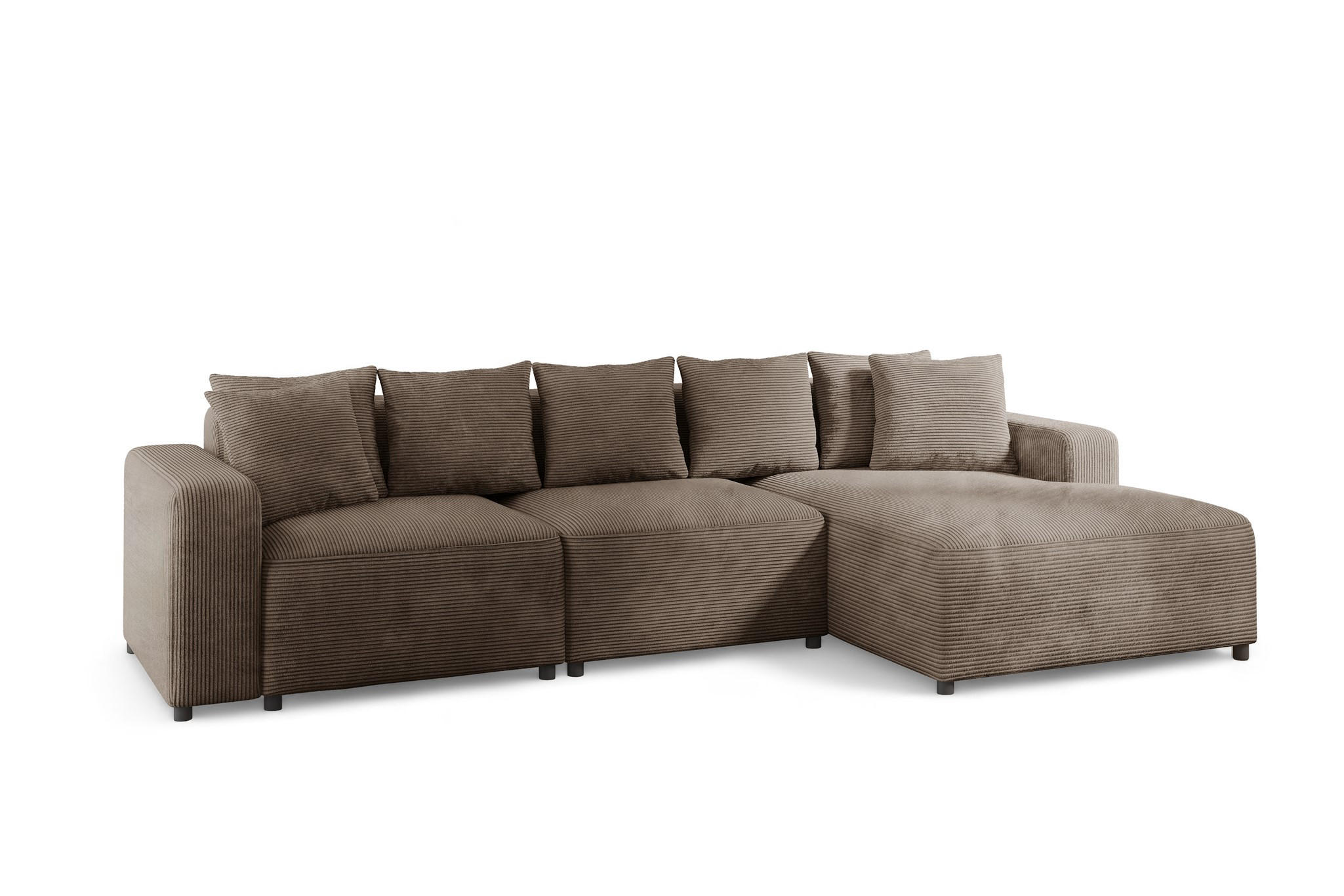 ECKSOFA Megan In Poso - Mokka, Holzwerkstoff/Textil (331/165cm) - Fun Möbel