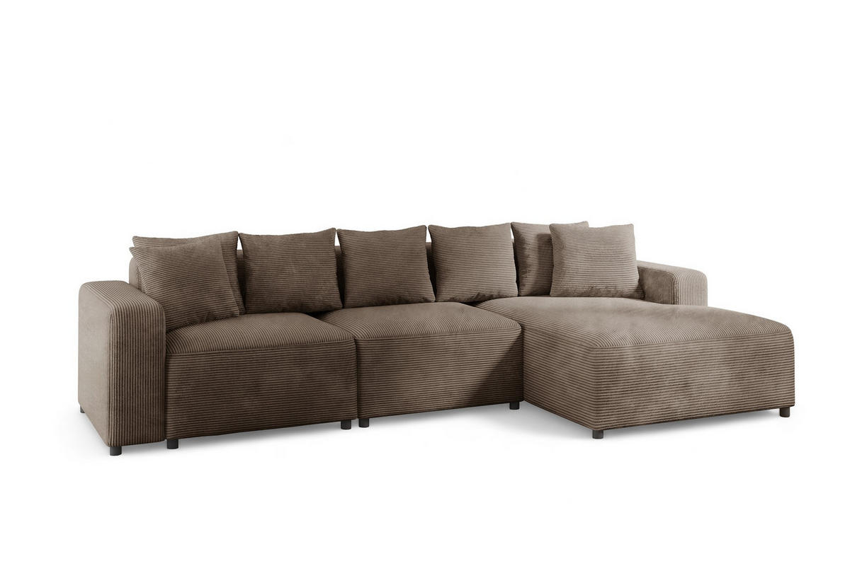 ECKSOFA Megan In Poso - Mokka, Holzwerkstoff/Textil (331/165cm) - Fun Möbel