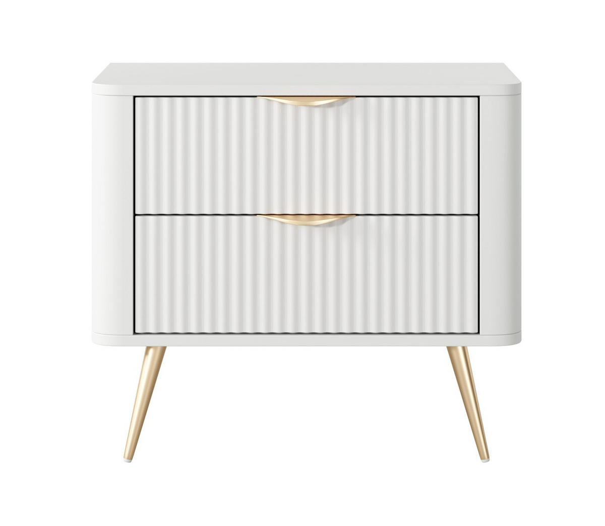 NACHTSCHRANK 63 cm mit Schubladen, 63 cm, Beinen, Weiß - Goldfarben/Weiß, Holz/Metall (63/55/38cm) - Emporius