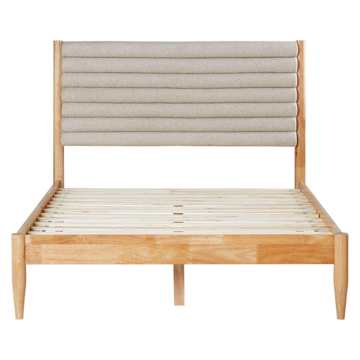 HOLZBETT Bouclé 140/200 Kopfteil - Beige, Holz/Textil - Homestyle4u