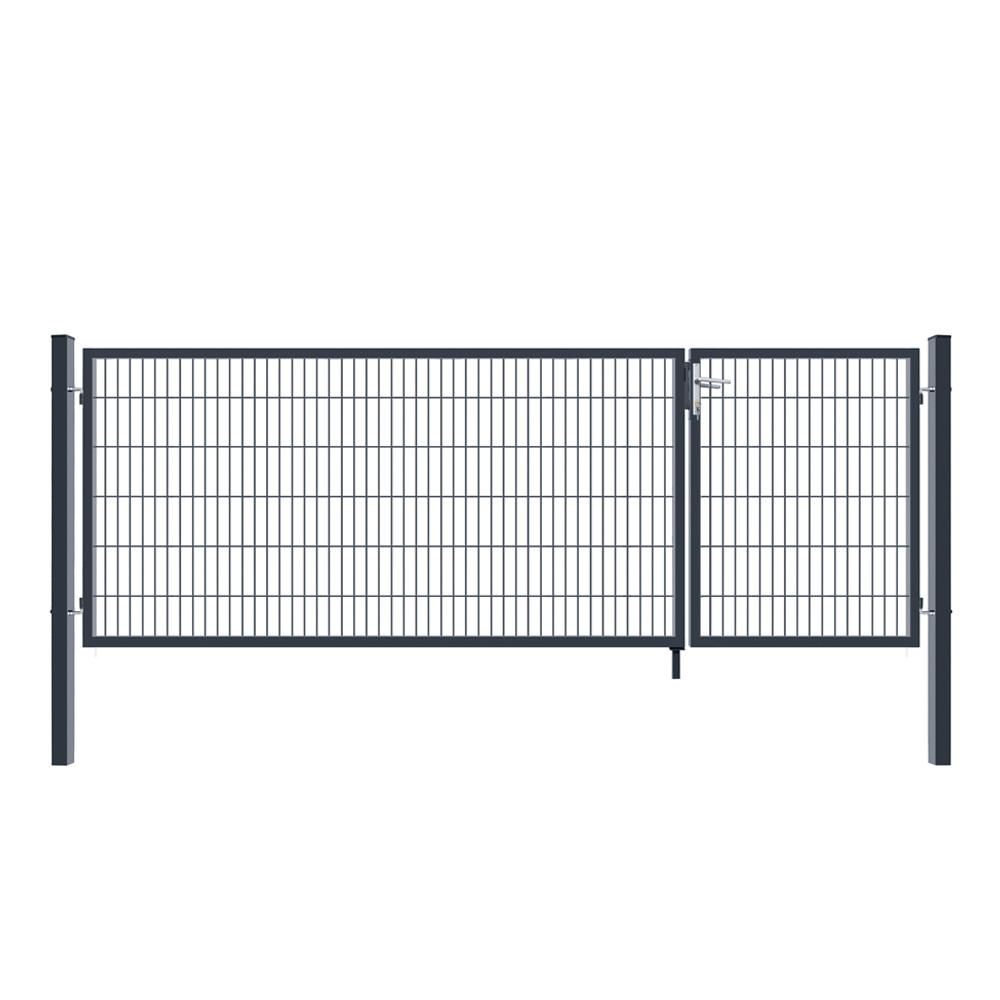 DOPPELFLÜGEL Gartentor ADITUS - 140 x 350 cm Anthrazit - Anthrazit, Metall (350/140/6cm) - Home Deluxe