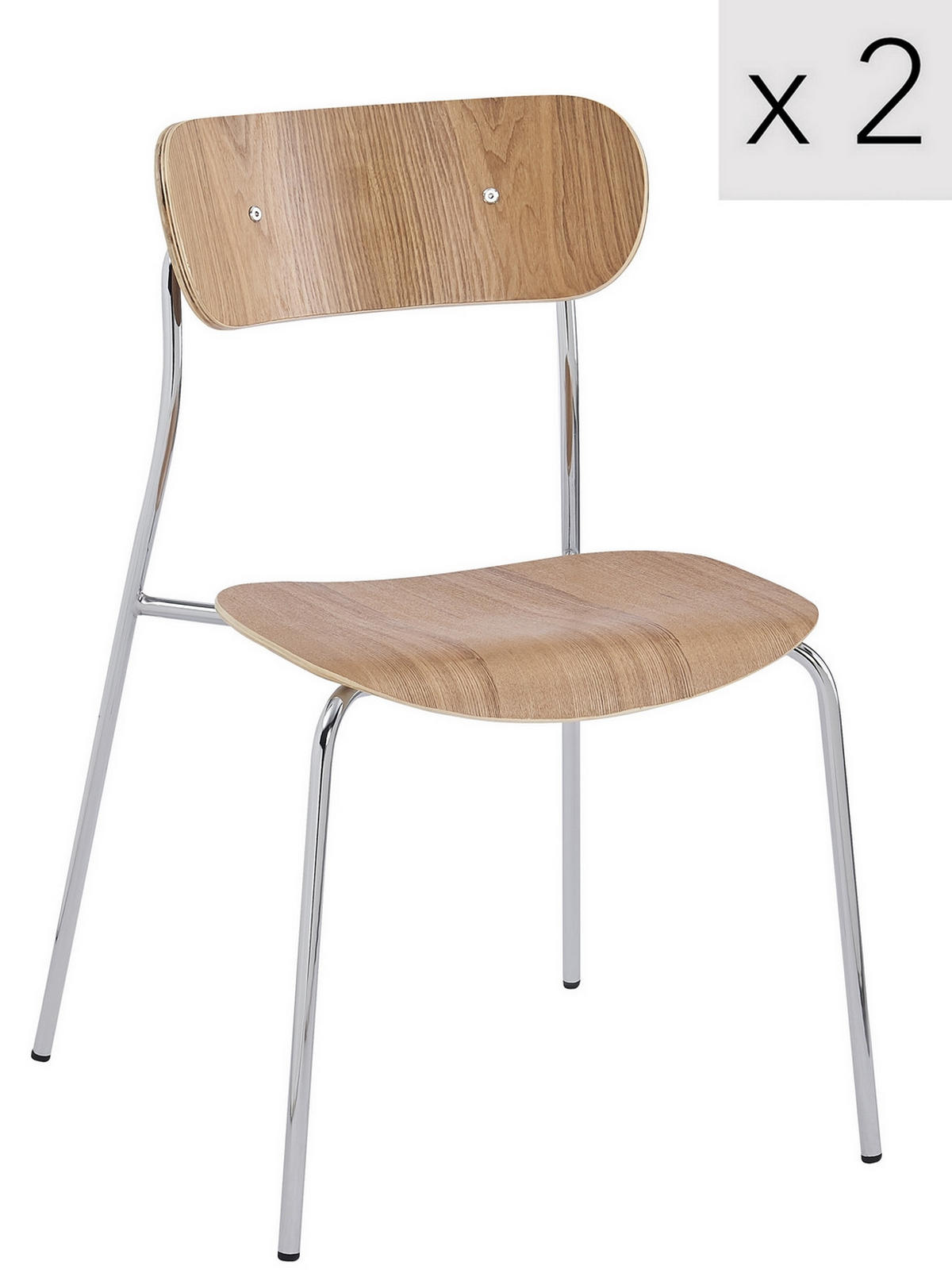 STUHL 2er-Set Holz Braun - Braun, Holz (51.5/79/50.5cm) - Nordlys