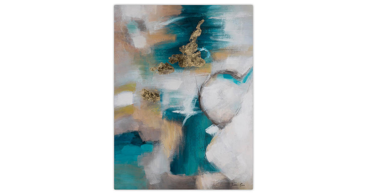 ACRYLBILD HANDGEMALT 75/100 cm - Türkis/Grau, Holz/Textil (75/100cm) - KUNSTLOFT