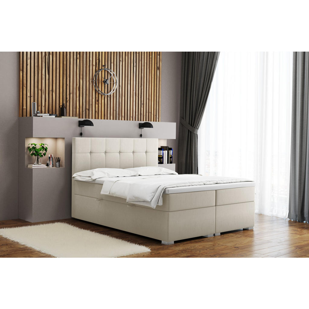 Thumbnail - Kaiser Möbel Boxbett, Ecru, Textil, 2 Schubladen, H2, Höhe ca. 20 cm, einzeln stellbar,Rechteckig, Rollen, 160x200 cm, R...