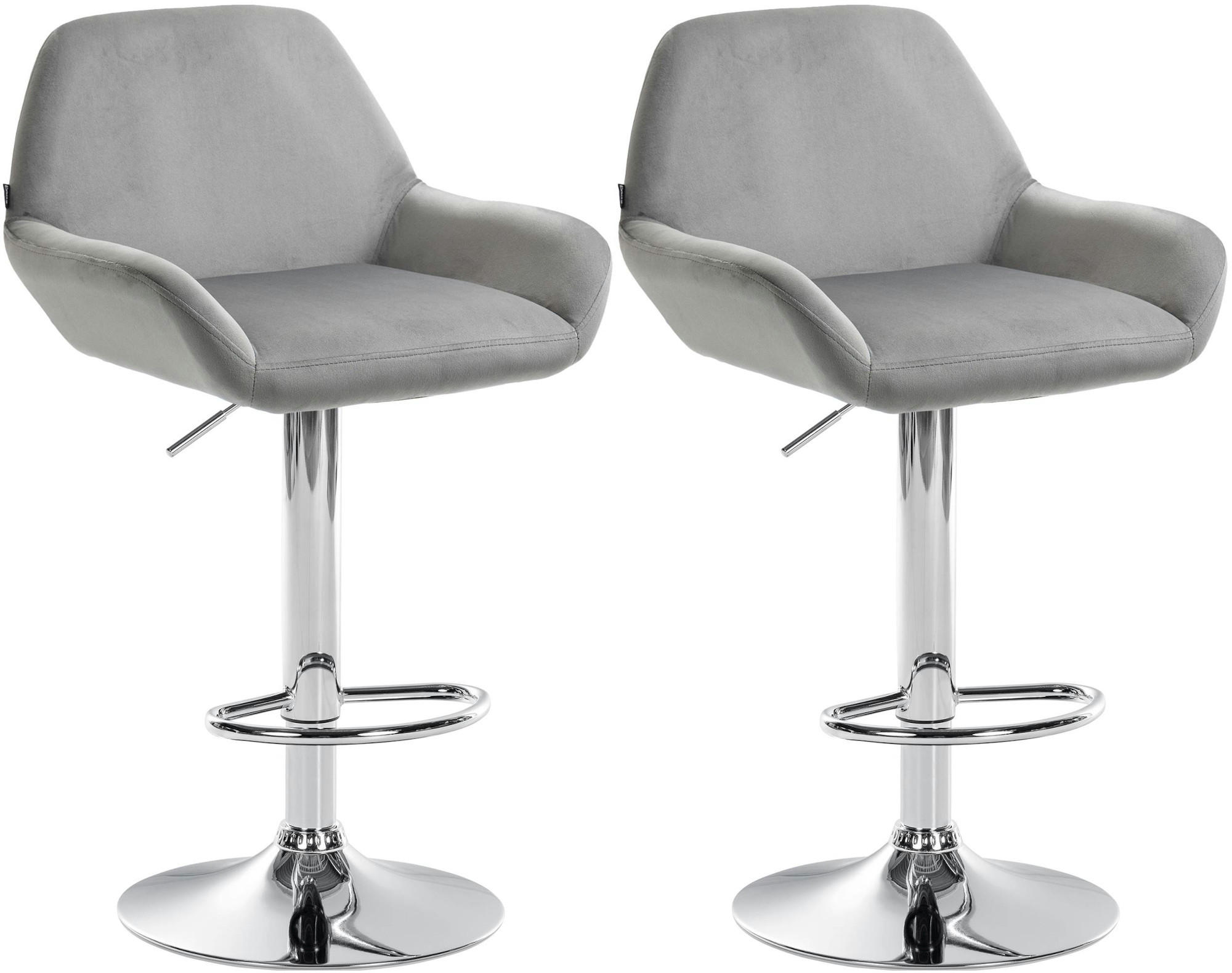 BARHOCKER 2er Set Samt Grau - Chromfarben/Grau, Textil/Metall (51/89/52cm) - CLP