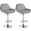 BARHOCKER 2er Set Samt Grau - Chromfarben/Grau, Textil/Metall (51/89/52cm) - CLP