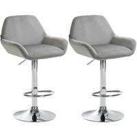 BARHOCKER 2er Set Samt Grau - Chromfarben/Grau, Textil/Metall (51/89/52cm) - CLP