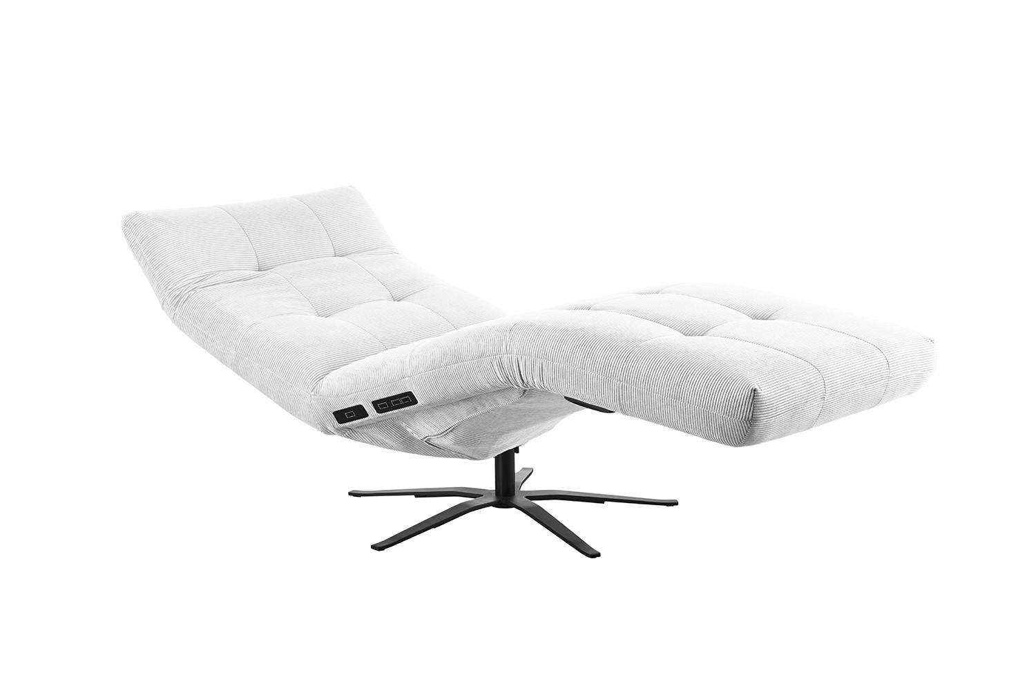 RELAXLIEGE LETICIA Weiß Cord - Schwarz/Weiß, Textil/Metall (82/115/156cm) - KAWOLA