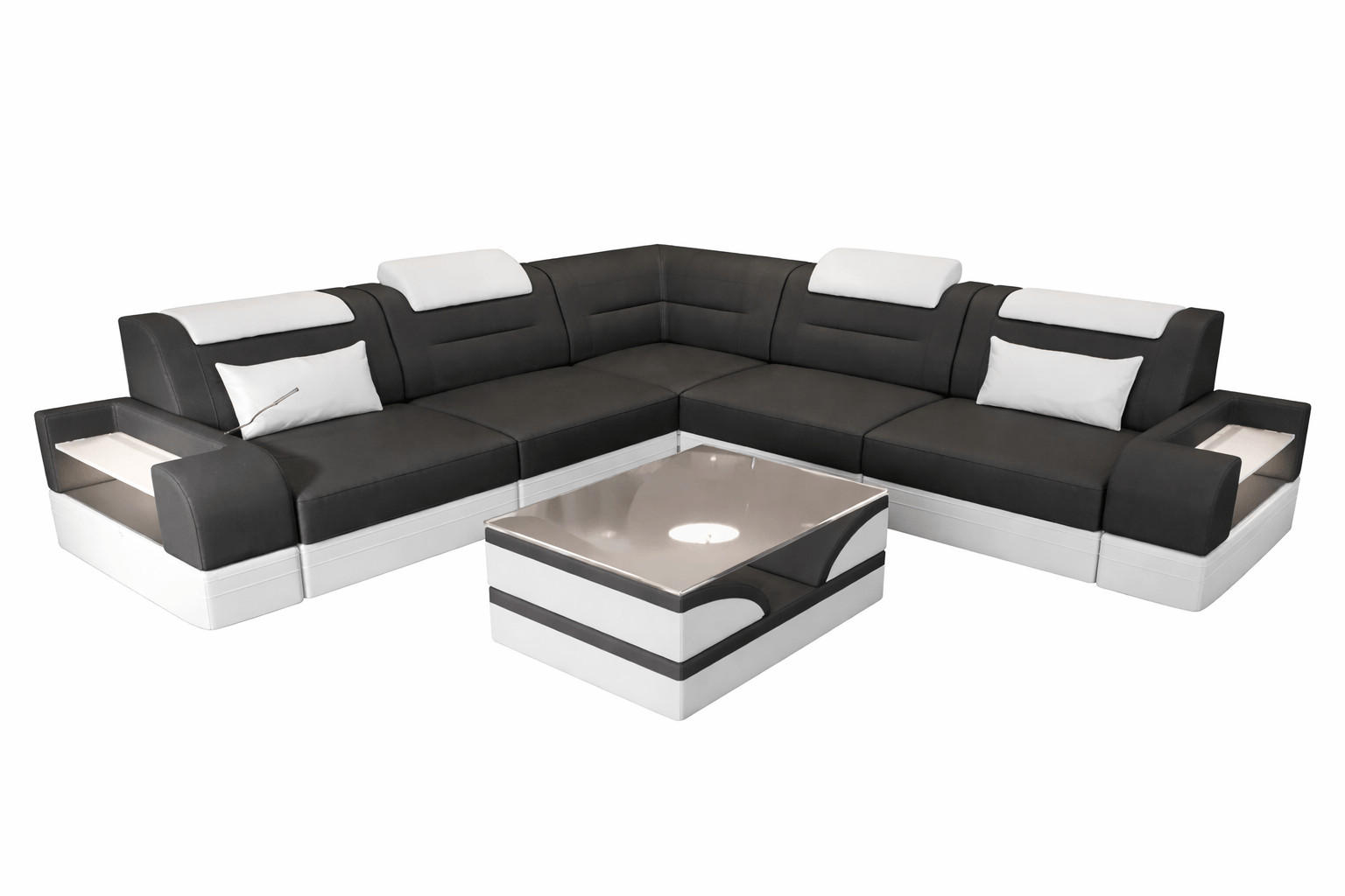 COUCH Trivento L Dunkelgrau Weiß Mikrofaserstoff - Dunkelgrau, Kunststoff (274/274cm)