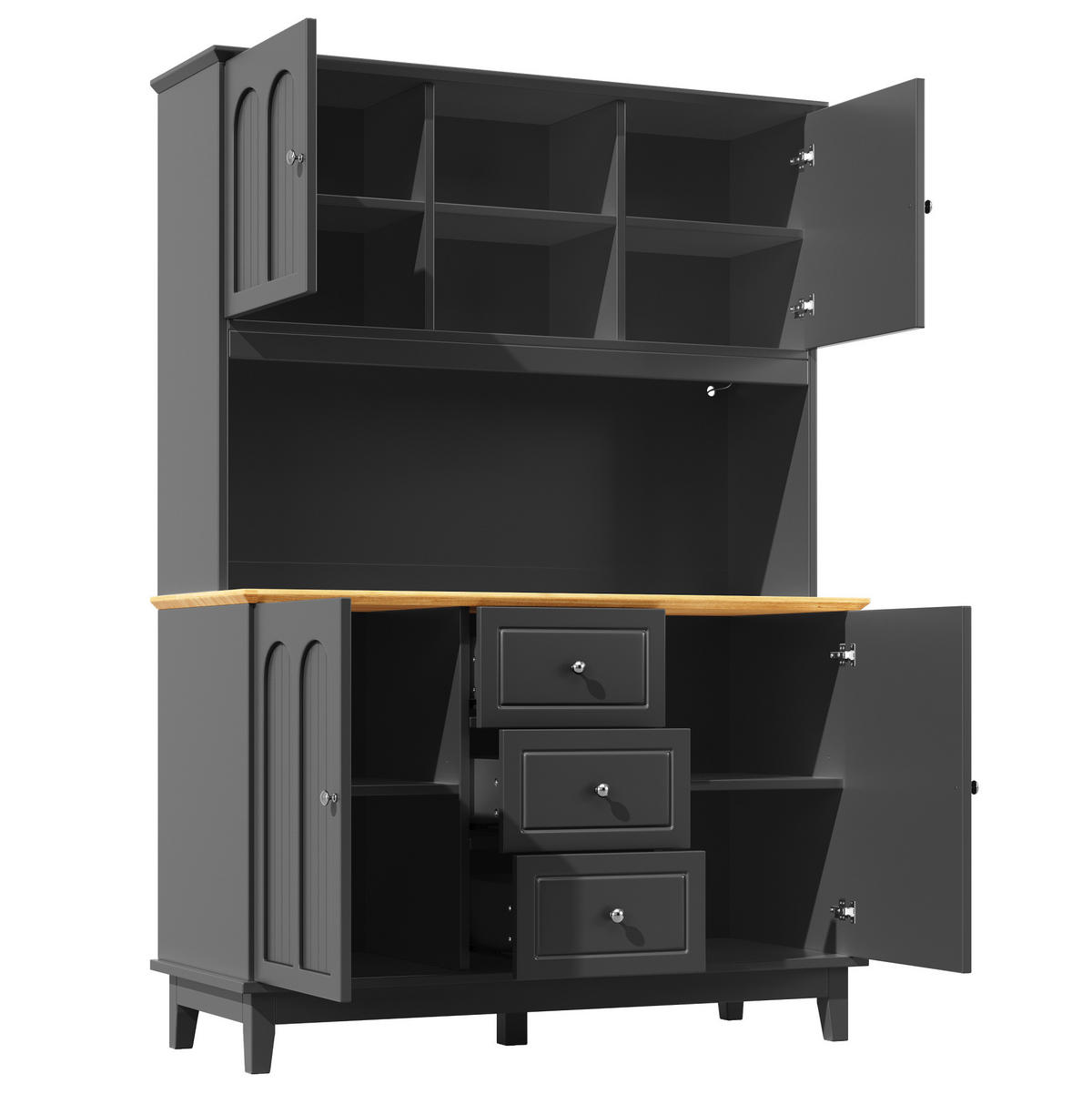 BUFFET 120/40/180 cm Schwarz/Natur aus MDF mit LED - Schwarz, Holzwerkstoff (120/180/40cm) - OKWISH