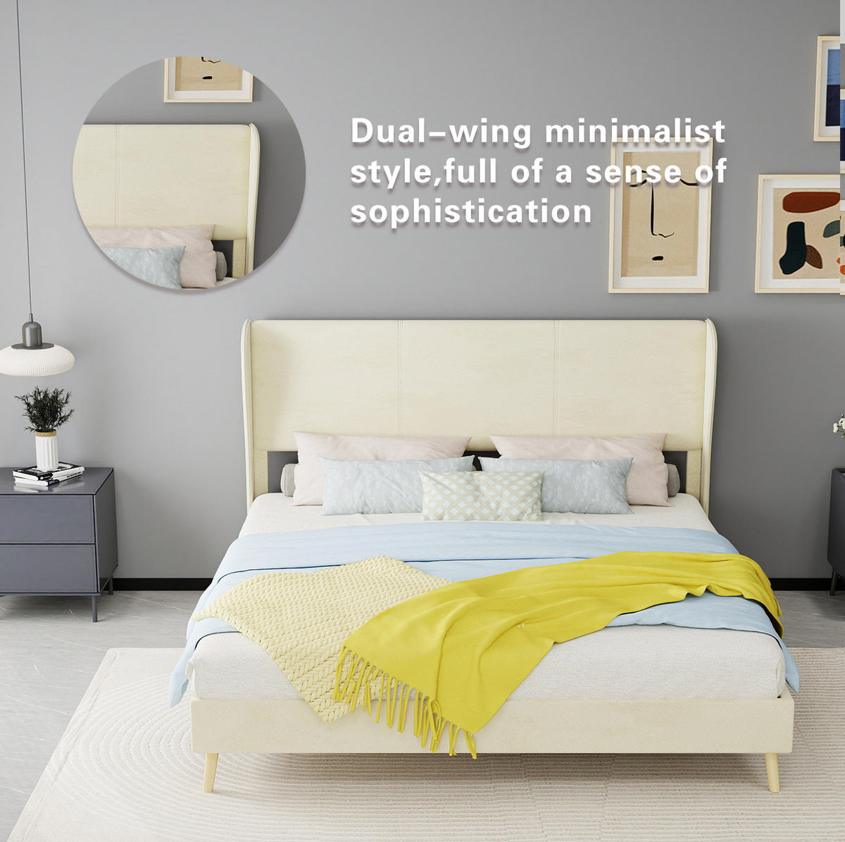 POLSTERBETT 160/200 cm mit gepolstertem Kopfteil und Matratze, Beige - Beige, Textil (160/200cm) - Redom