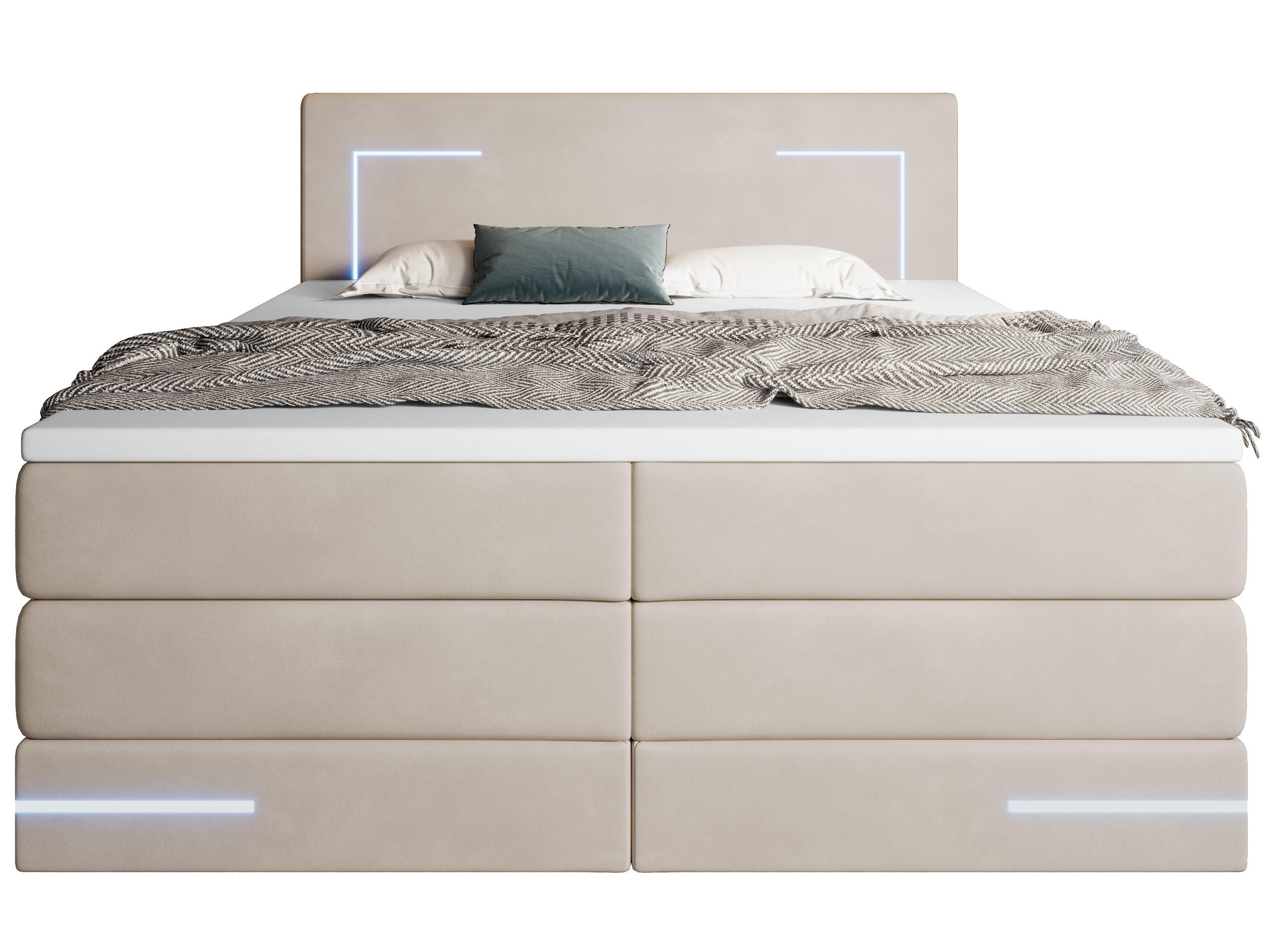 BOXSPRINGBETT Detroit beige 160/200 cm H2/H3 Samt - Beige, Textil (160/200cm) - wonello
