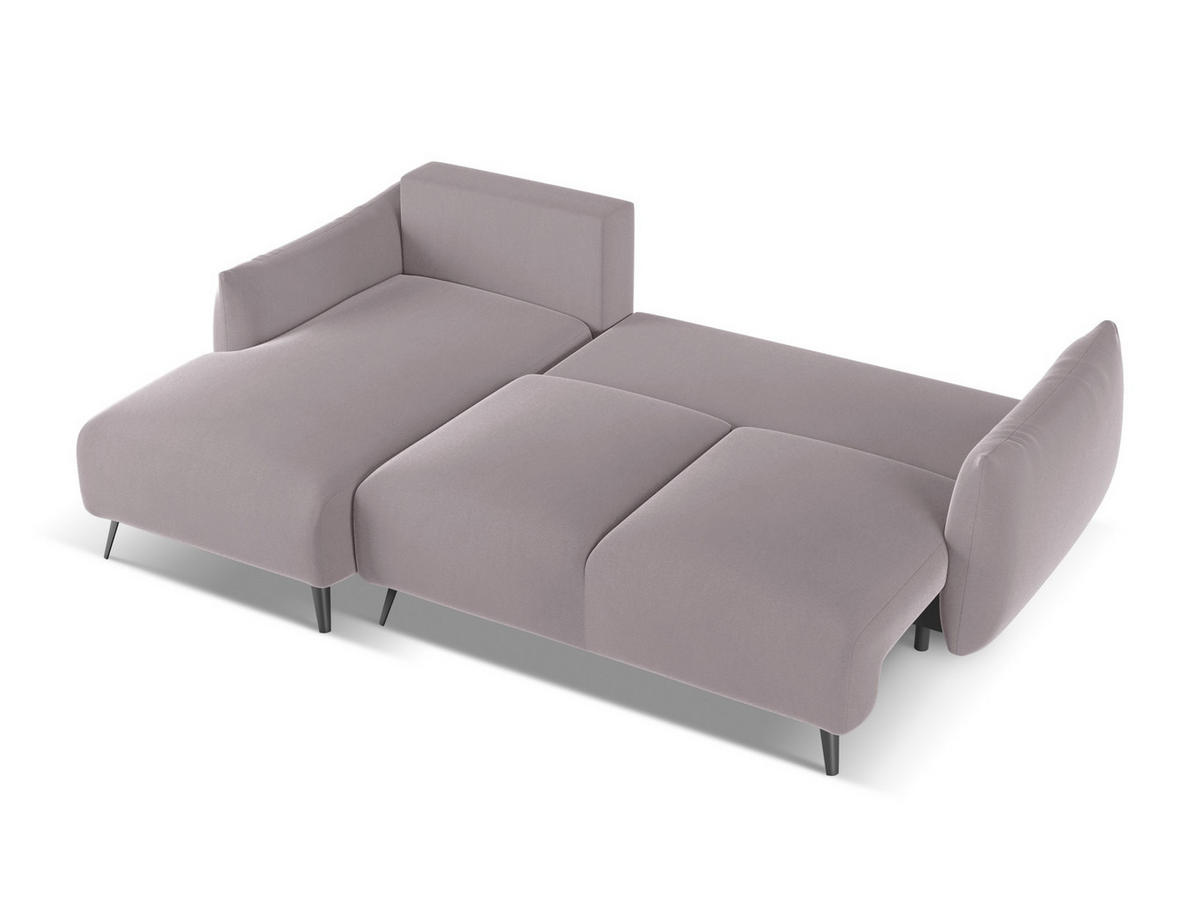 ECKSOFA mit Schlaffunktion Samt Stoff Violett - Lila/Flieder, Textil/Metall (162/242cm) - Makamii