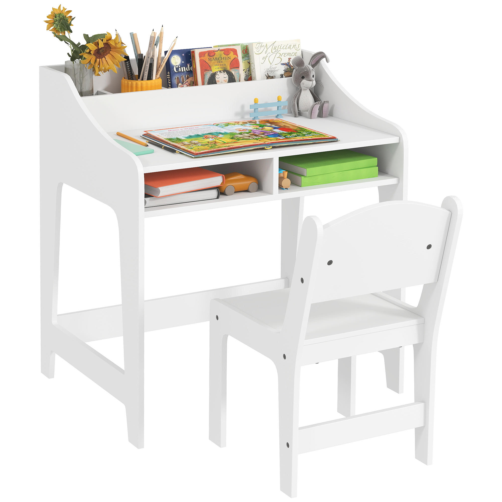 SCHREIBTISCH-SET DE-17552 offene Fächer und Regale Weiß - Weiß, Holzwerkstoff (60/68/48cm) - ComfortXL