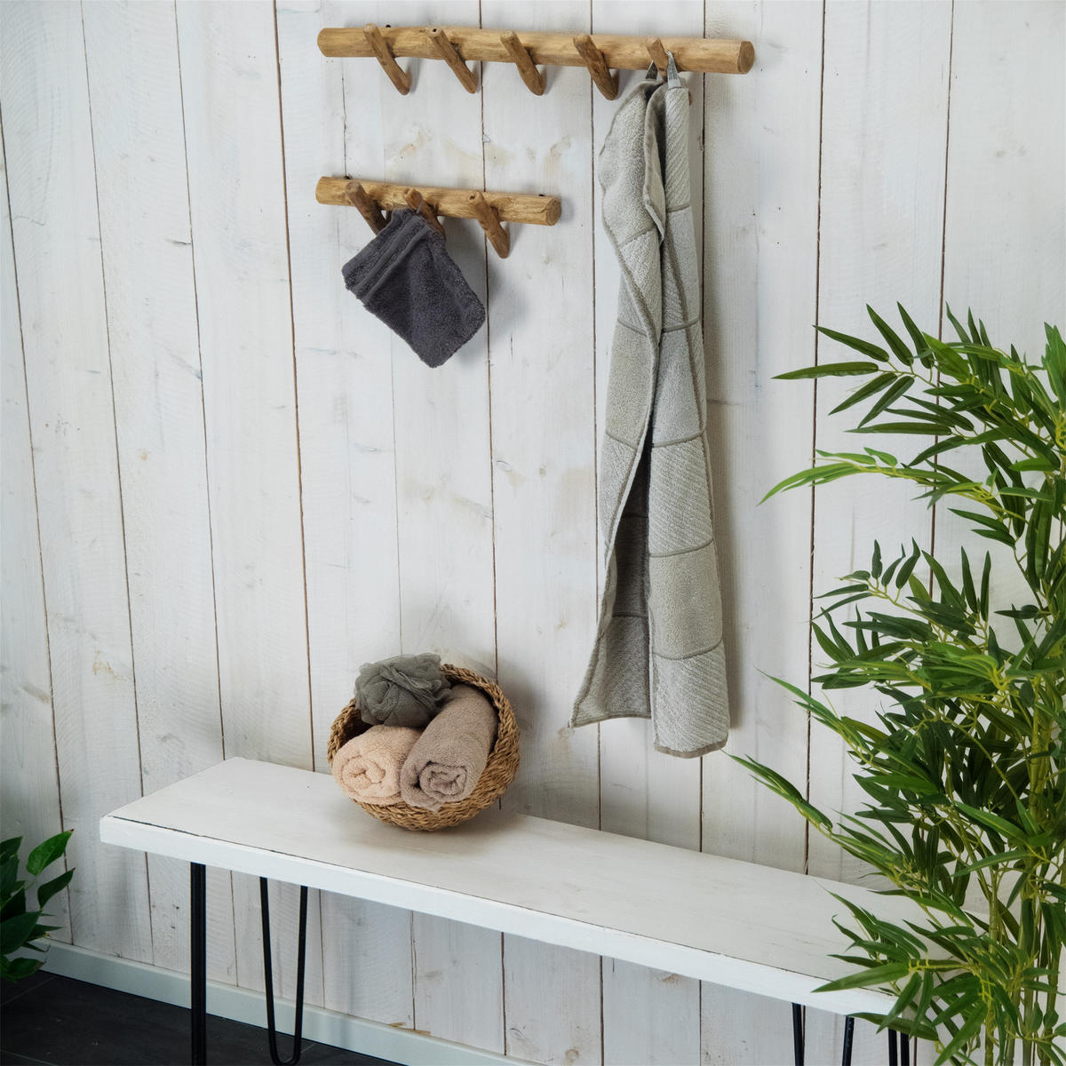 WANDGARDEROBE Kyra 35 Massivholz, 3 Haken naturfarben - Naturfarben, Holz (35/12/5cm) - DESIGN DELIGHTS