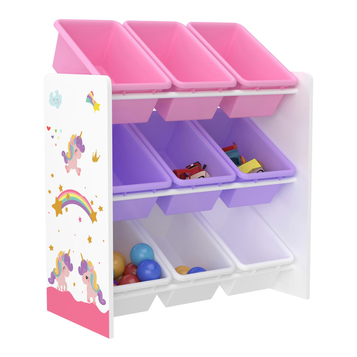 KINDERREGAL Muxía - Lila/Weiß, Holzwerkstoff/Kunststoff (62/60/26.5cm) - [en.casa]