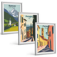 BILDER SET 3er Set - 40x60 cm Silberner Rahmen - Berglandschaften und Italien - Silberfarben, Kunststoff (40/60cm) - TULUP