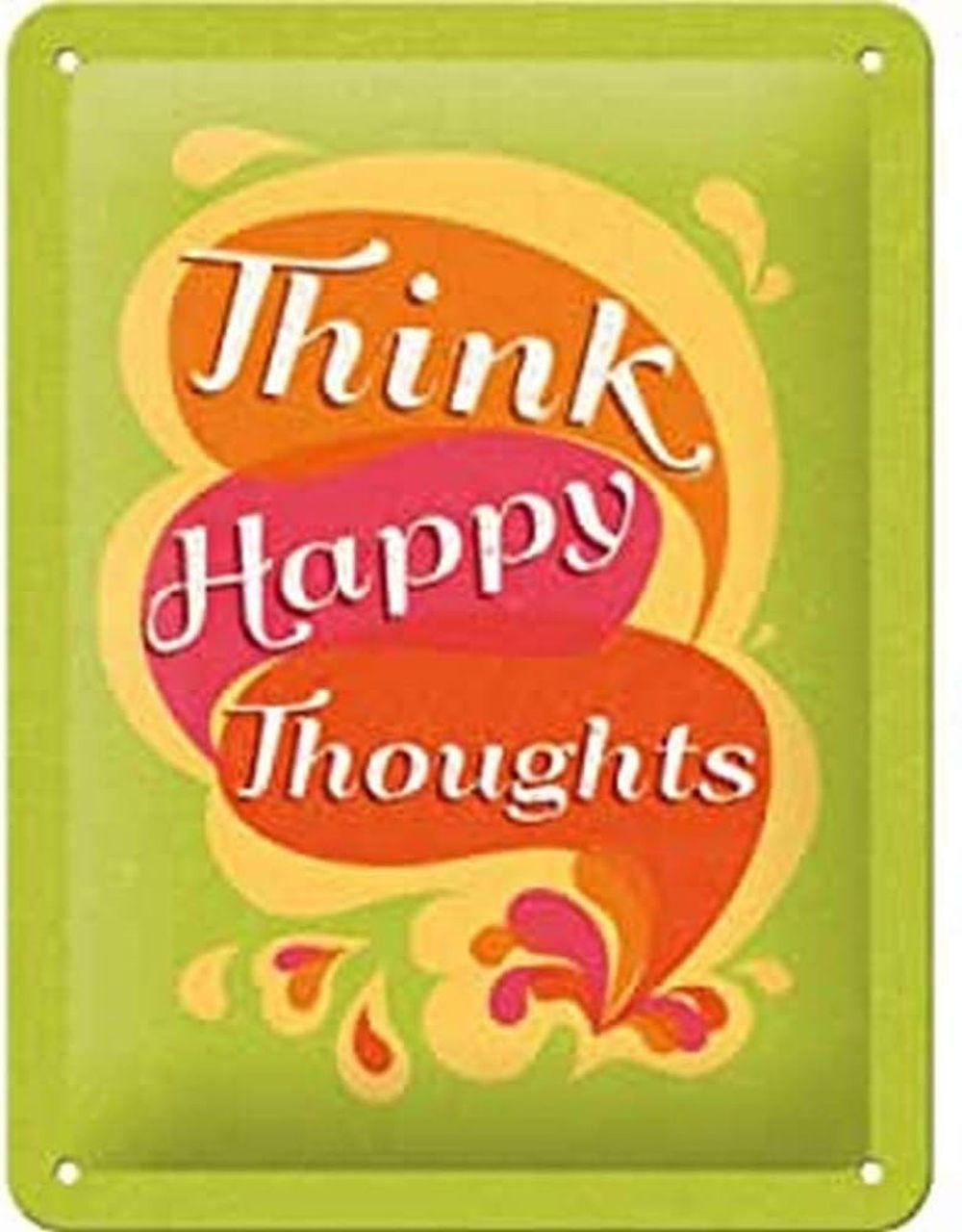 BLECHSCHILD 15/20 cm Thinks Happy Thoughts - Multicolor, Metall (15/20/0.5cm) - Nostalgic-Art