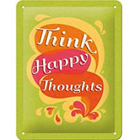 BLECHSCHILD 15/20 cm Thinks Happy Thoughts - Multicolor, Metall (15/20/0.5cm) - Nostalgic-Art