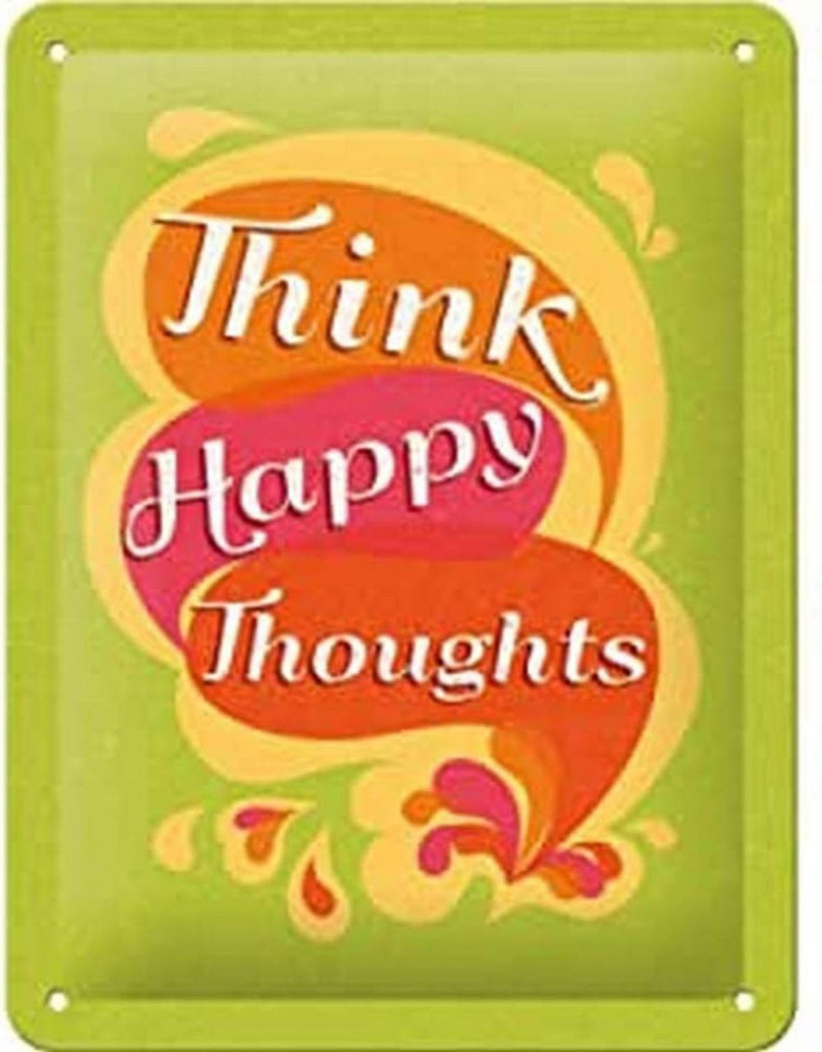 BLECHSCHILD 15/20 cm Thinks Happy Thoughts - Multicolor, Metall (15/20/0.5cm) - Nostalgic-Art