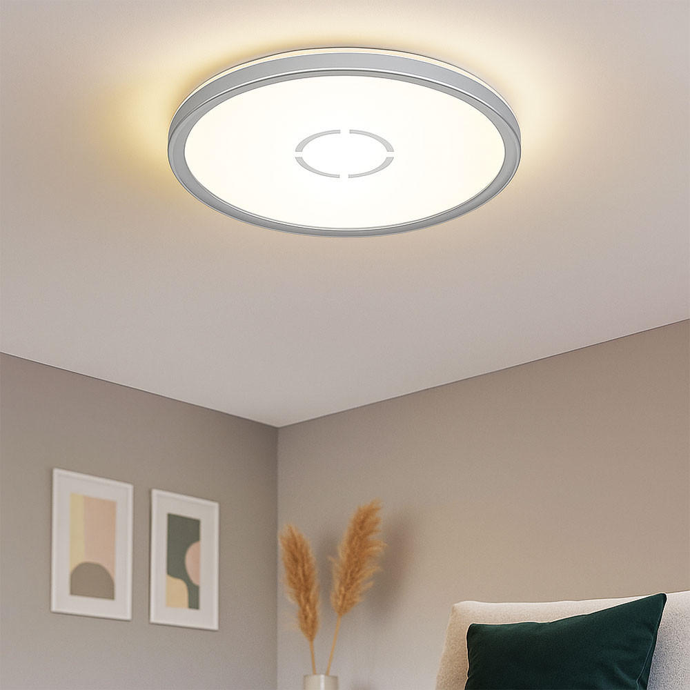 LED DECKENLEUCHTE Silber Opal - Silberfarben, Kunststoff (29.3/29.3/2.9cm) - Briloner