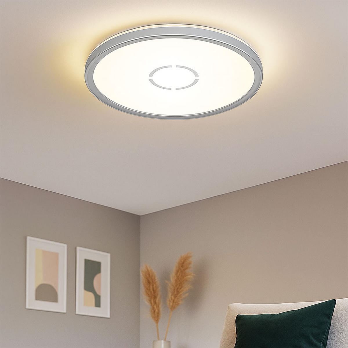 LED DECKENLEUCHTE Silber Opal - Silberfarben, Kunststoff (29.3/29.3/2.9cm) - Briloner