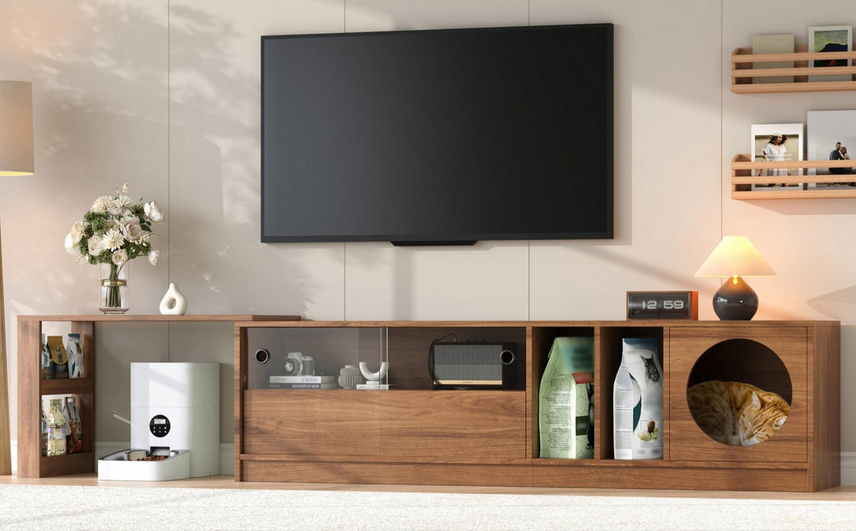 TV-SCHRANK ausziehbar und drehbar in Nussbaum 180/40/50 cm (bis 260 cm) - Walnussfarben, Holzwerkstoff (180/50/40cm) - Redom