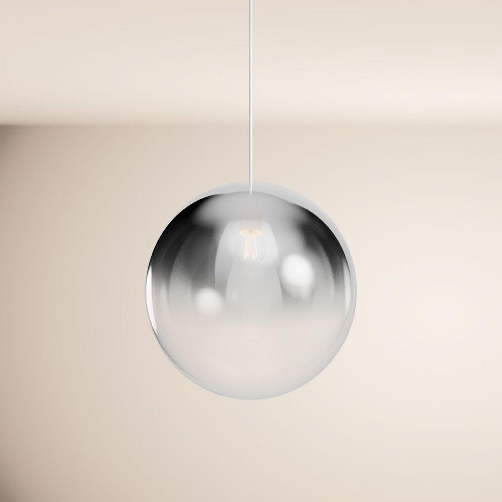 GALERIELEUCHTE Orb 5m Abhängung Rauch Verlauf/Weiß Ø 40cm - Weiß/Grau, Glas (40/40/40cm) - s.luce