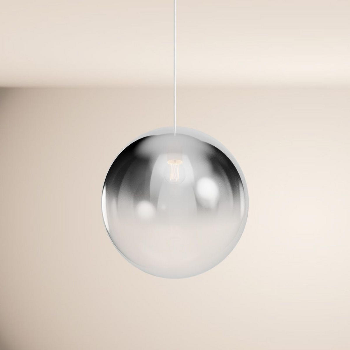 GALERIELEUCHTE Orb 5m Abhängung Rauch Verlauf/Weiß Ø 40cm - Weiß/Grau, Glas (40/40/40cm) - s.luce