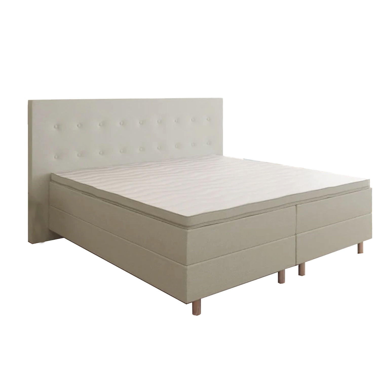 BOXBETT RIO Barcelona 5-Zonen mit Visco Topper H3 First Class Bett in verschiedenen Farben und Größen - Beige, Holz/Holzwerkstoff (140/200cm) - Best For Home