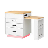 KÜCHENINSEL 125,5-187,5/71/93 cm in Weiß mit LED-Beleuchtung und Ausziehfunktion - Weiß, Holzwerkstoff (125.5/93/71cm) - Flora Grace