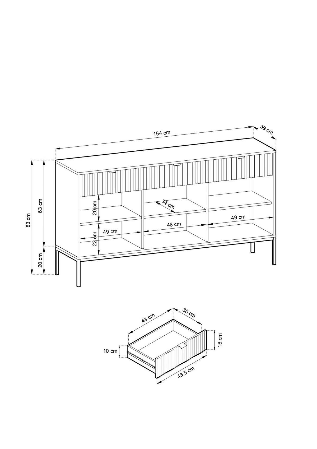 KOMMODE – KSZ154 – 154 cm – NOVA – Kaschmir - Kaschmir, Holzwerkstoff (154/83/39cm) - hi-markt
