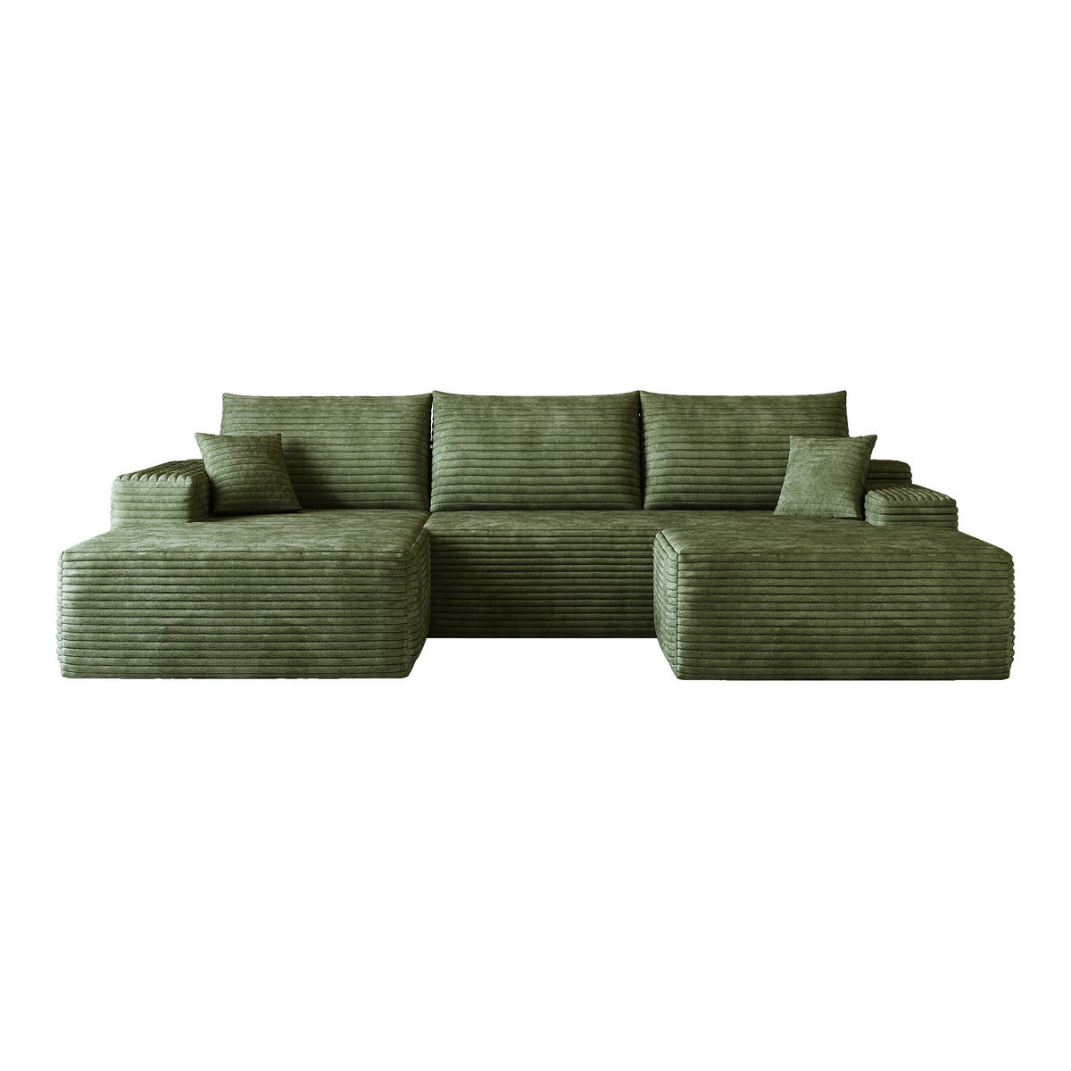 WOHNLANDSCHAFT DE-34857 U-Form 2-Sitzer Chaiselongue links Grün - Grün, Textil (175/83/270cm) - ComfortXL