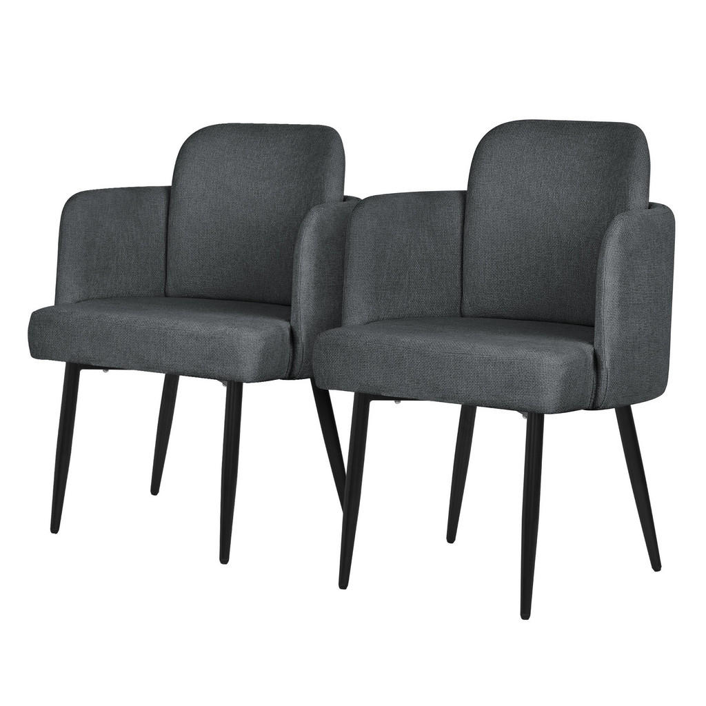 ML-DESIGN JÍDELNÍ ŽIDLE, 2dílná sada, antracitová, s látkovým potahem v ratanovém vzhledu