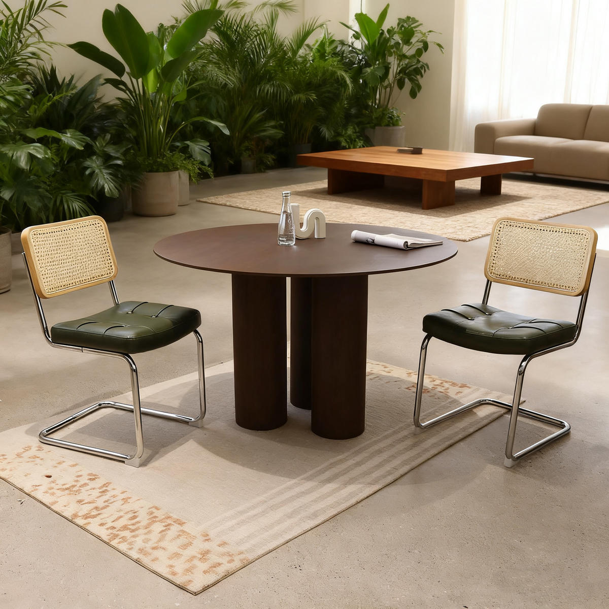 SCHWINGSTUHL DE-36904 2er-Set mit Kunstlederbezug und Rattan-Rückenlehne Grün - Grün, Metall (46.4/84.6/53cm) - ComfortXL