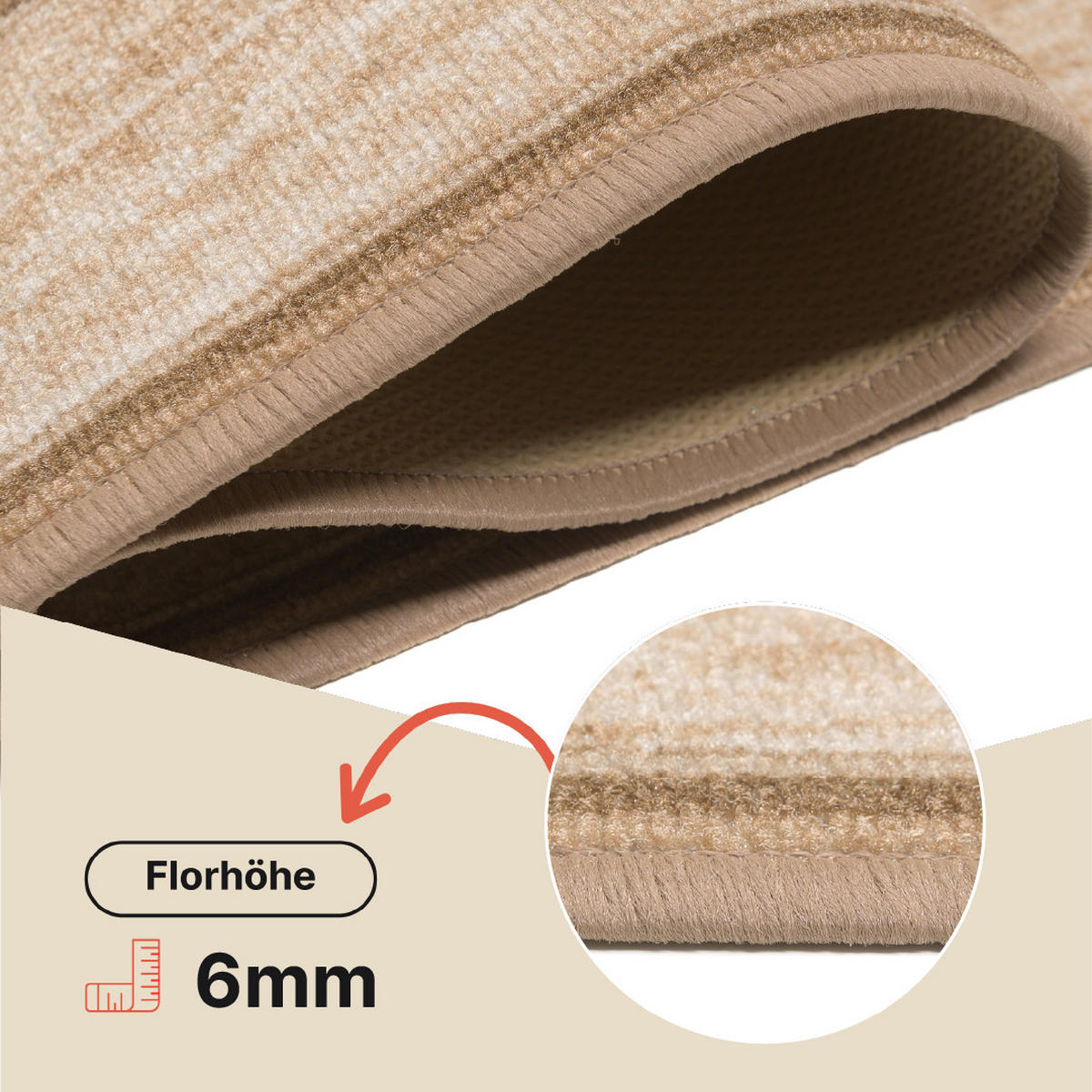 TEPPICHLÄUFER Anti-Rutsch Beige rutschfest Gummiunterlage 100/600 cm - Beige, Textil (100/600cm) - Tapiso