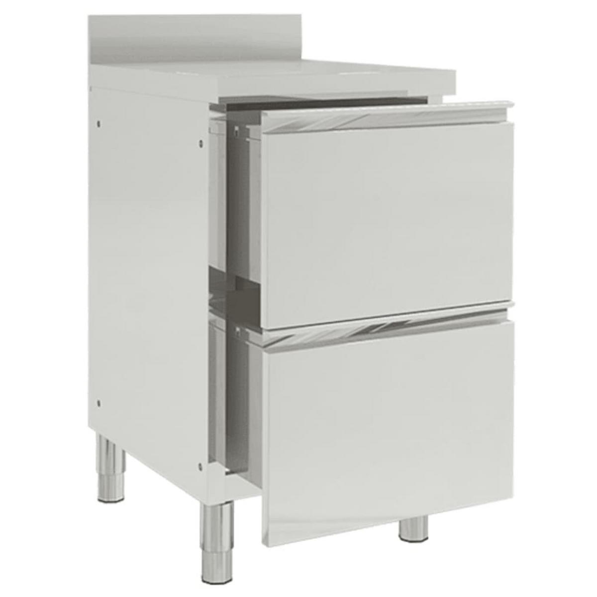 KÜCHENSCHRANK Gewerbe Mit 2 Schubladen 50/60/96 Cm - Silberfarben, Metall (60/96/50cm) - vidaXL