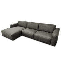 ECKSOFA mit Longchair - Dunkelgrau/Schwarz, Kunststoff (345/170cm) - home24