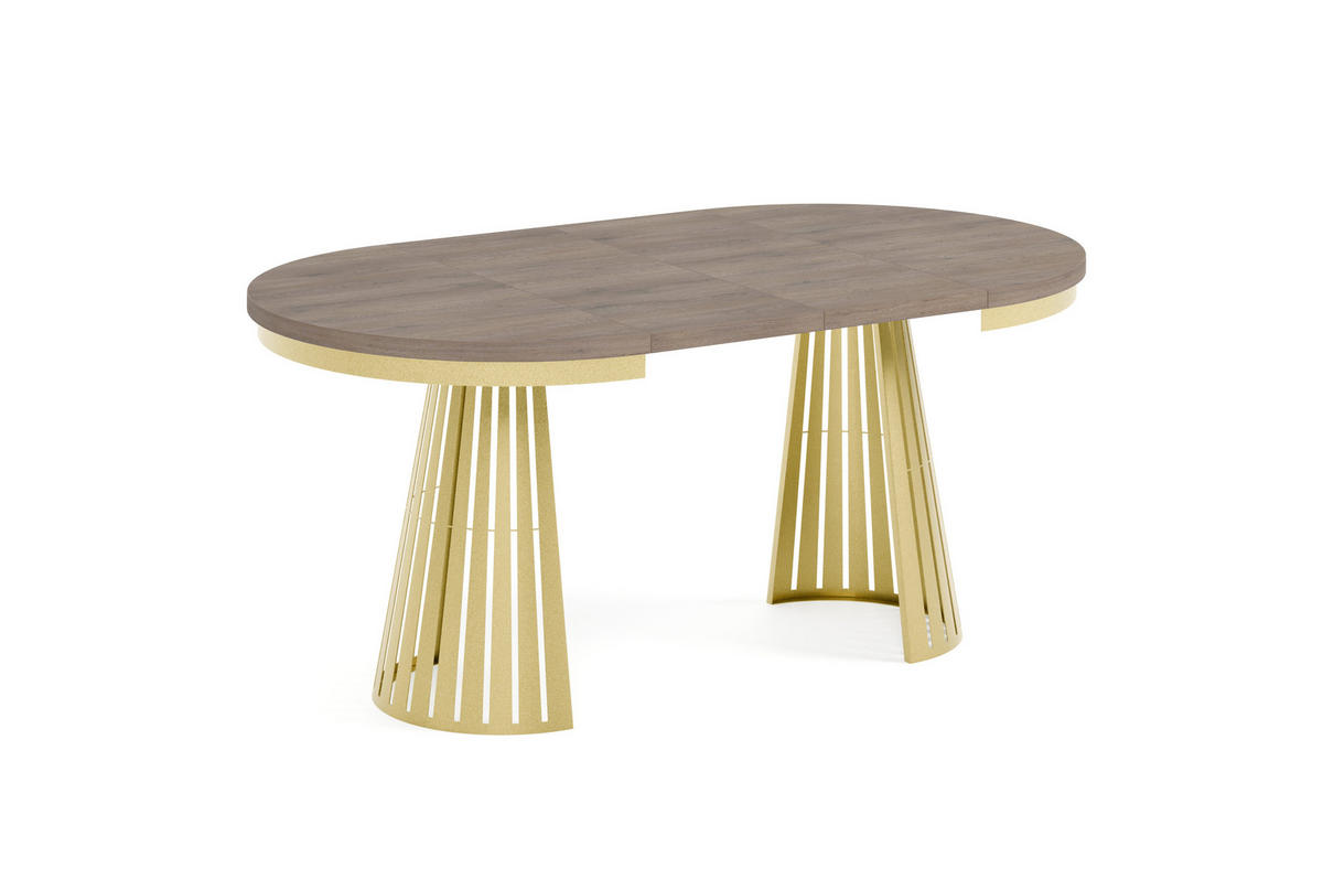 ESSTISCH Cone Bis - Sandfarben/Goldfarben, Holzwerkstoff/Metall (100/100/76cm) - Meblini
