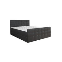 BOXBETT Paris Schwarzes Kunstleder 180x200 cm Bettkasten + Topper - Schwarz, Leder/Holz (180/200cm) - Comfortic