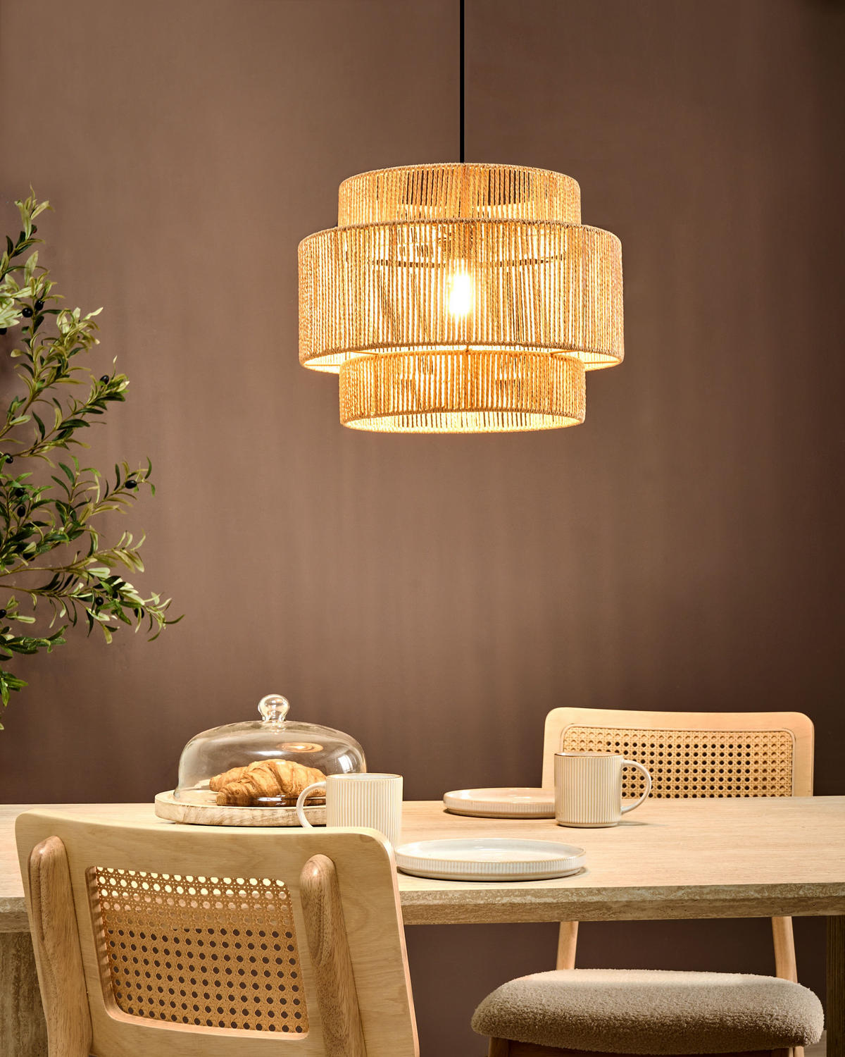 HÄNGELEUCHTE Naturfarben Wokiro - Naturfarben, Papier (40/40/87cm) - Beliani