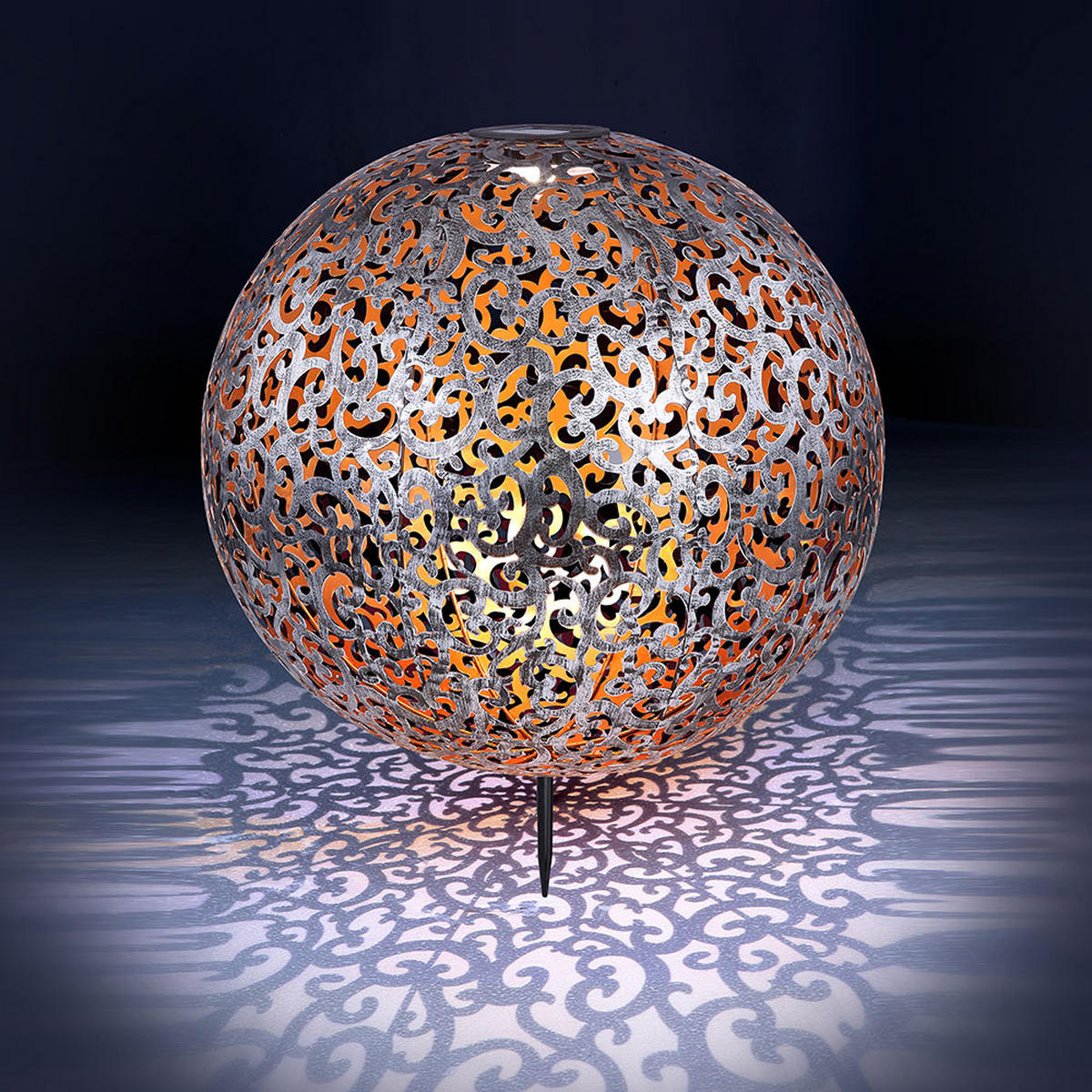 LED WEGELEUCHTE Solar Stecklampe Silber - Silberfarben, Metall (40/40/50cm)