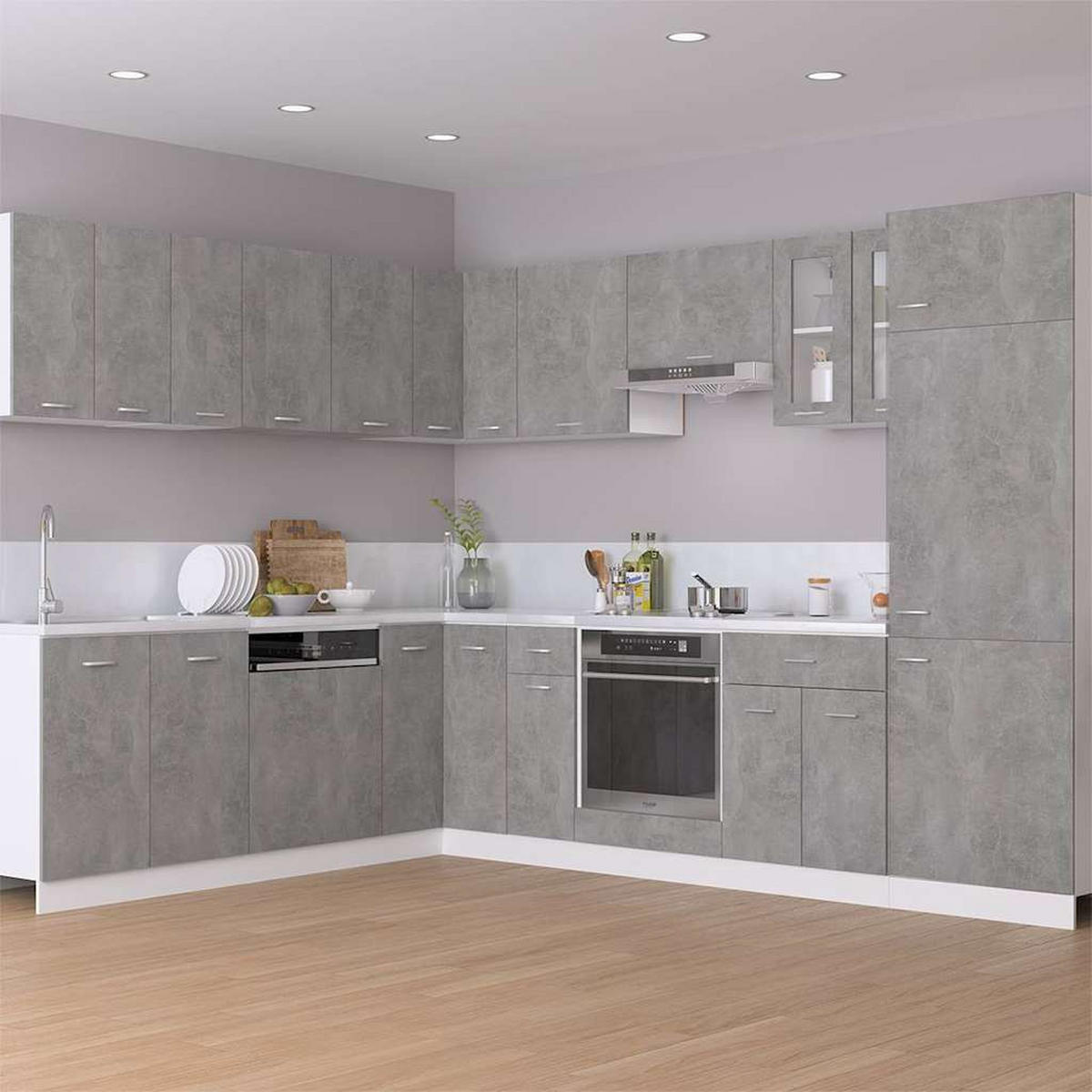 ECKHÄNGESCHRANK Betongrau 57/57/60 Cm Holzwerkstoff - Grau, Holzwerkstoff (57/60/57cm) - vidaXL