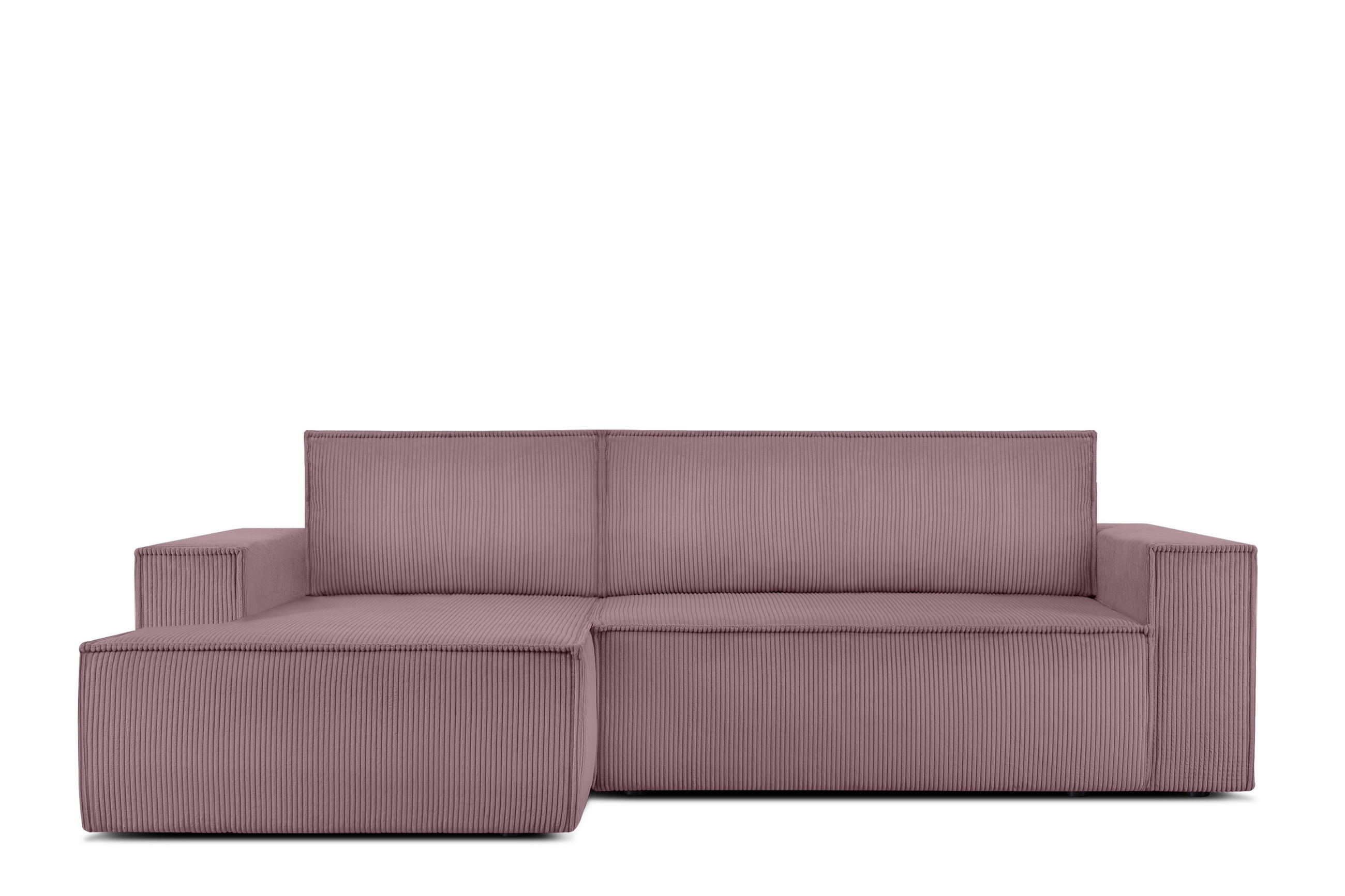 ECKSCHLAFSOFA-LINKS NAPI in Pet Friendly Cord-Stoff, hellviolett - Violett/Schwarz, Textil (262/148cm) - KONSIMO®