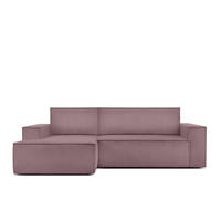 ECKSCHLAFSOFA-LINKS NAPI in Pet Friendly Cord-Stoff, hellviolett - Violett/Schwarz, Textil (262/148cm) - KONSIMO®
