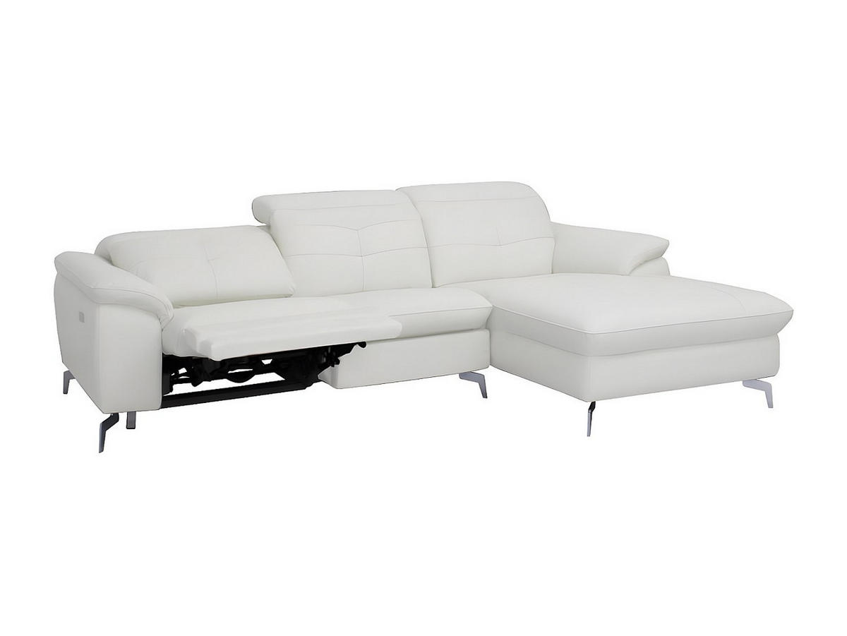 RELAXSOFA Ecksofa Leder - Ecke Rechts - Elfenbein - LISMORE - Weiß, Leder (250/170cm) - Vente-Unique