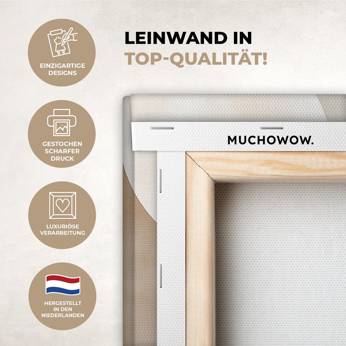 LEINWANDBILD Braun - Japandi - Abstrakt 30x20 cm - Sandfarben, Textil (30/20cm) - MuchoWow